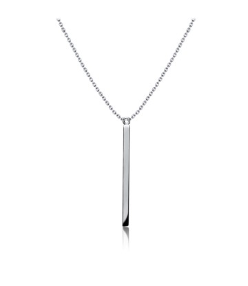 Rhodium Plated Classic Stick Silver Necklace SPE-5061-RP